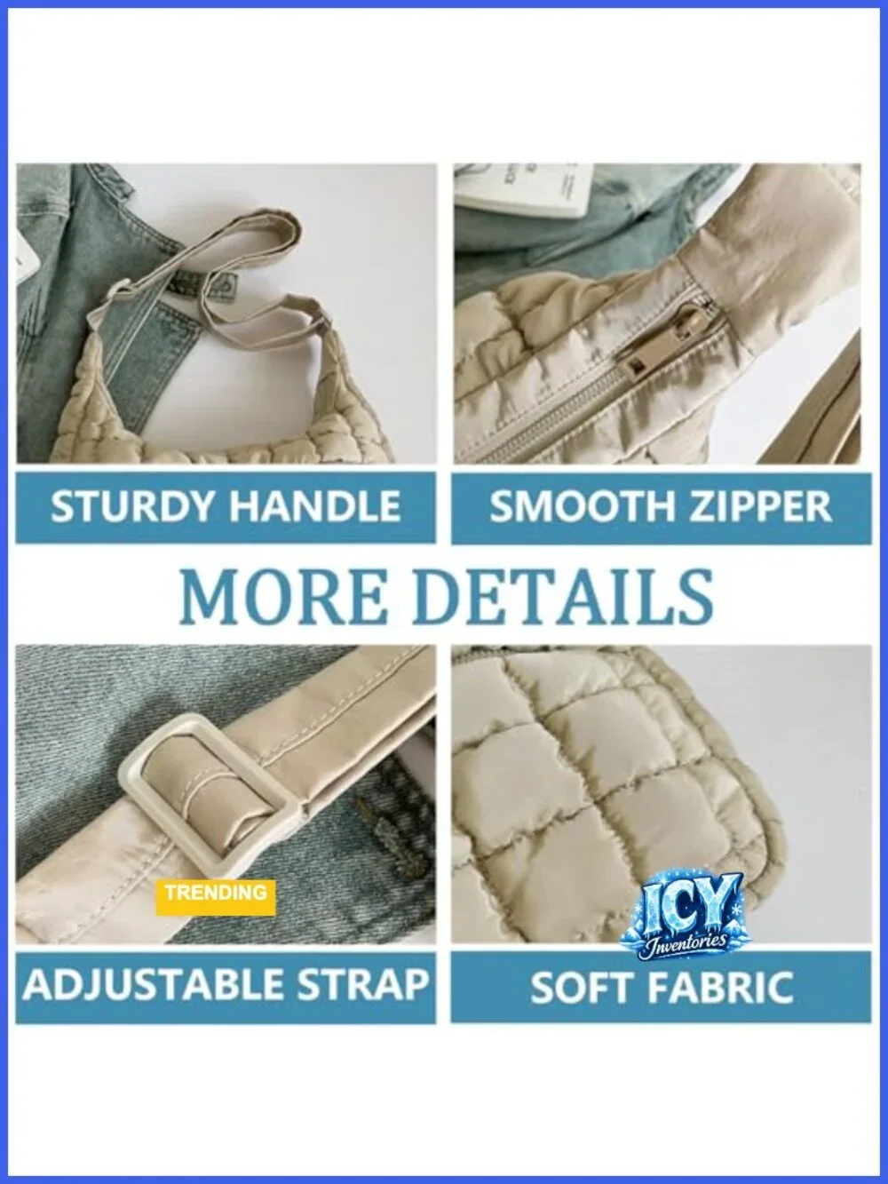 Quilted Puffer Hobo Crossbody Bag Lightweight Nylon Shoulder Purse